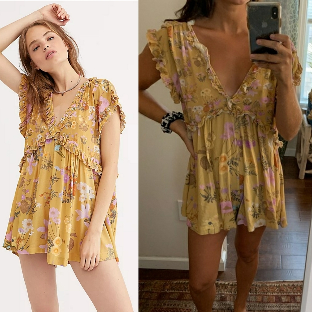 Wild Bloom Romper Play Suit Mustard Spell Designs XS saffron yellow - Picture 5 of 16